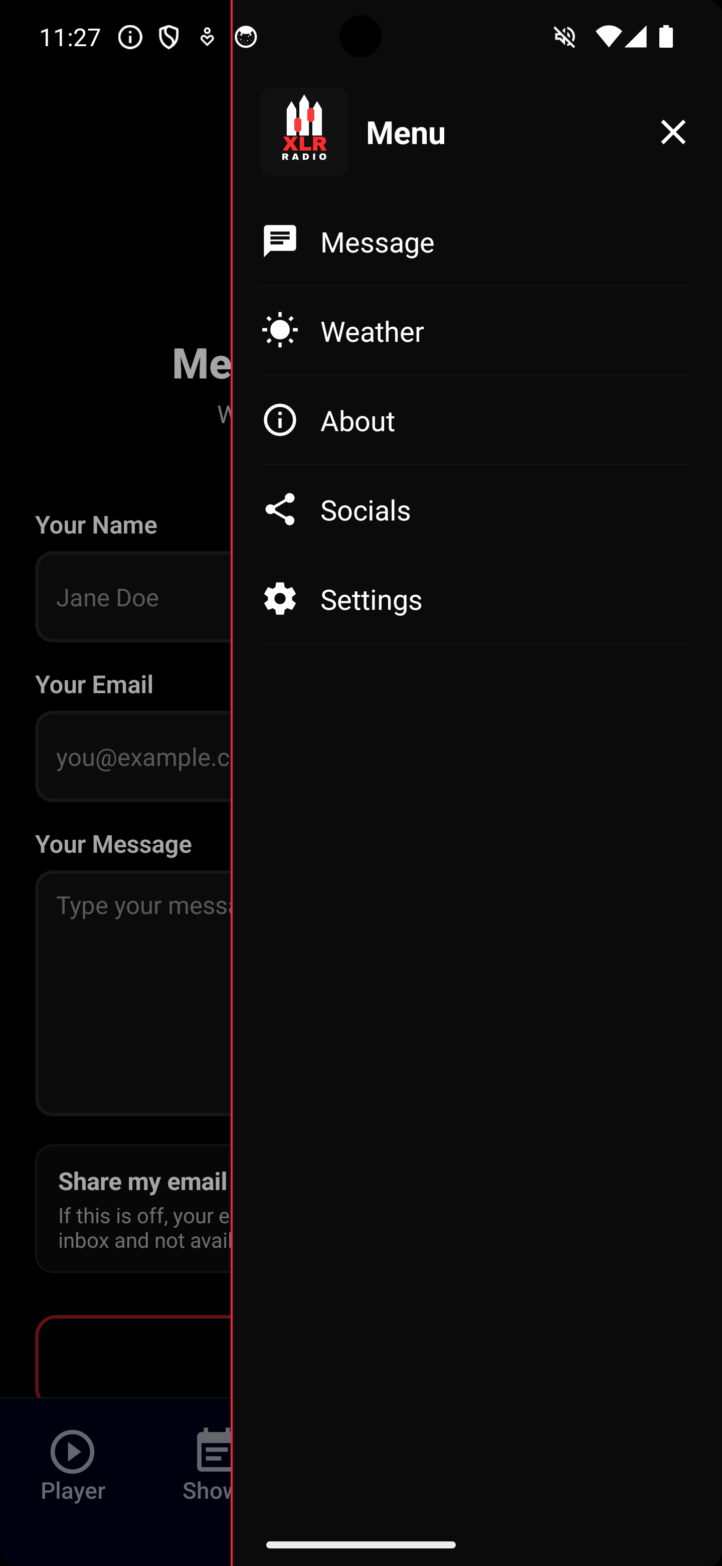Station menu and settings